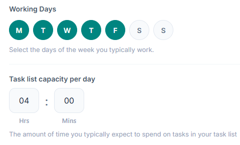 Step 1: Capacity settings